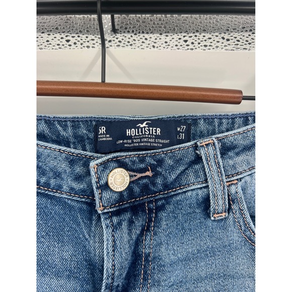 Hollister Low Rise 90s Vintage Women W27 L31 Straight Jeans Distressed Frayed - Picture 4 of 6